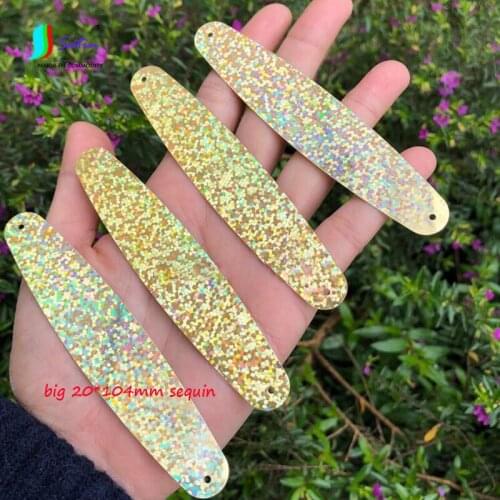 Dance Show dress Made Crafts Curtain Decoration Accessory silver 2-Holes 20*104mm Oval Holographic Light Gold Sequin A0058L