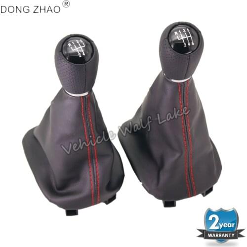 For Seat Toledo MK1 2002 2003 2004 Car-styling 5 / 6 Speed Gear Stick Shift Knob With Black Leather Boot Red Line 12mm Hole