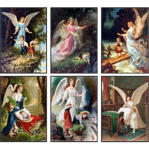 Counted Cross Stitch Kits Needlework Embroidery - 14 ct Aida Color DIY Arts Handmade Home Decor - Guardian Angel Collection