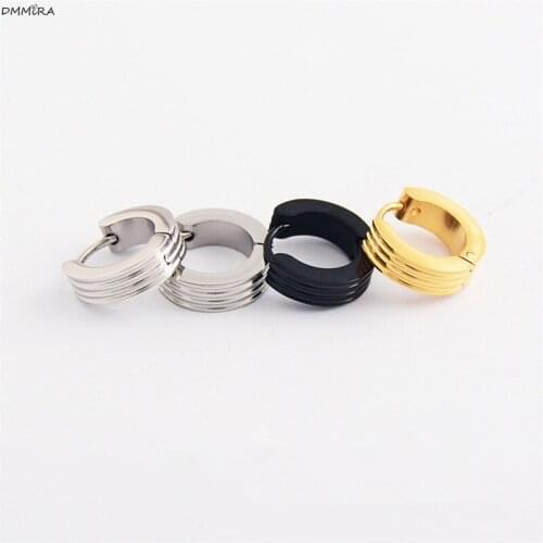 New Fashion Round Circle Color Gold Black Stainless Steel Punk Loop Handles Hoop Huggie Earrings Jewelry