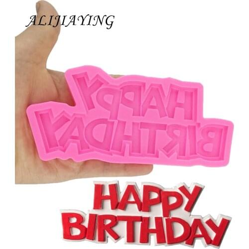 DIY Happy birthday shape Sugarcraft Silicone Molds letter Gumpaste Chocolate Fondant Cake Decorating Tools wholesale D1332