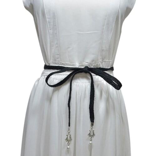 Tide Style Fashion Waist Belt Ladies Wild Waist Chain Pearl Pendant Rope Folk-Custom Tassel Braided Pendant Strap Belts bg-811