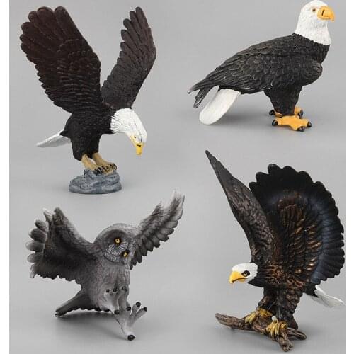 Solid Simulation Wild Animal Bald Eagle Owl Action Figure Model Ornaments Kids Toy
