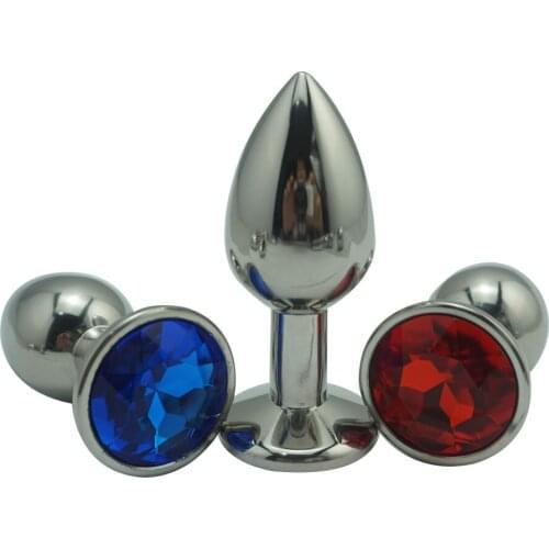Heavy medium size stainless steel anal butt plug metal jewelry diamond beads 12 color for choose insert sex toys for men women