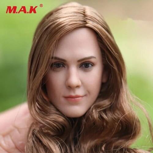 In Stock 1/6 Scale Emma Watson Femal Head Sculpt Golden Long Curls Hair for 12" Action Figure Body