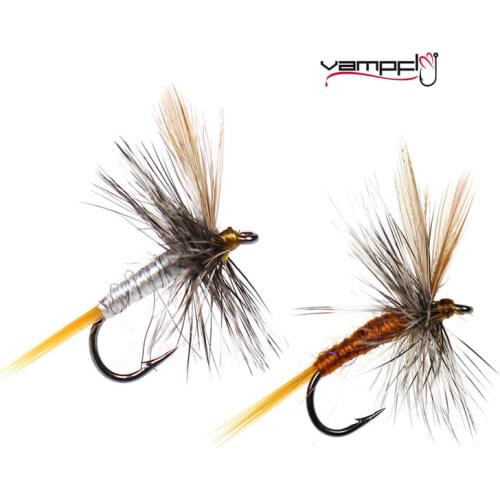Vampfly 6PCS 14# Fishing Fly Bait Adams Dry Fly Adult Mayfly Flying Caddis or Midge Tying Hook For Trout Fishing