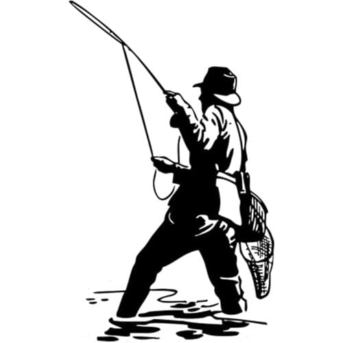 10.5CM*17.5CM Interesting Fishing Silhouette Black/Silver Decor Car Sticker Vinyl S9-0696