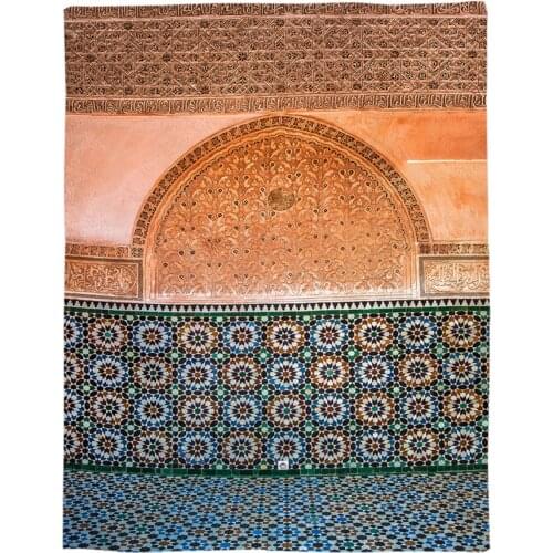 Vintage Moroccan Geometric Checks Throw Blanket Portable Soft Bedspread Microfiber Flannel Blankets for Beds