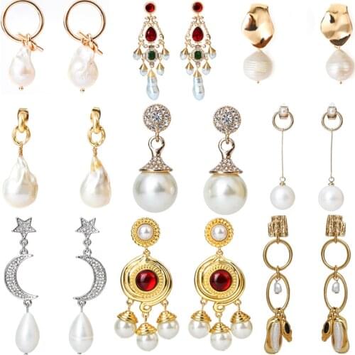 Pearl Earrings 2021 Trendy gold metal Wedding Engagement Party Women jewelry luxury Stud Earring
