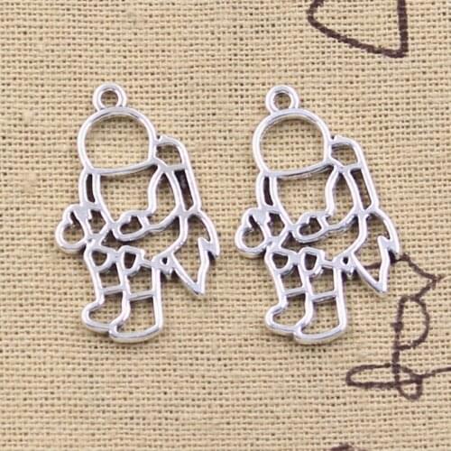 8pcs Charms space man universe astronaut 30x18mm Antique Silver Color Pendants Making DIY Handmade Tibetan Finding Jewelry