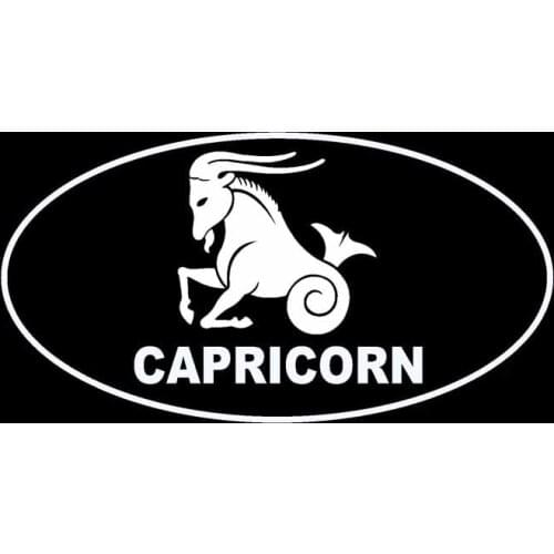 14.9CM*7.8CM CAPRICORN Oval Vinyl Decal Car Sticker Zodiac Horoscope Black Silver C10-01656