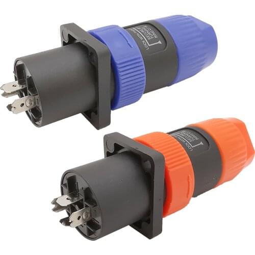 2Set NL4FC Orange & Blue 4 Pin NL4FC Male Audio Plug Connector 4 Pole Speakon Female Socket Jack Speaker Connector