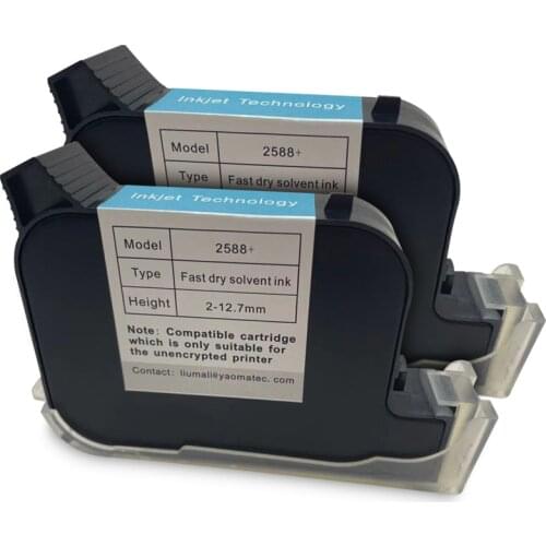 2pcs 2588 2588+ free shipping 12.7mm eco solvent water based Quick-drying Ink Cartridge for no encrypted Handheld Inkjet Printer