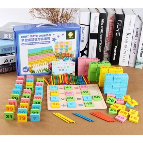 200pcs Children Early Educational Toys Wooden Domino Sets with Numbers Arithmetic Sticks Board Domino Block Toys Math Teach