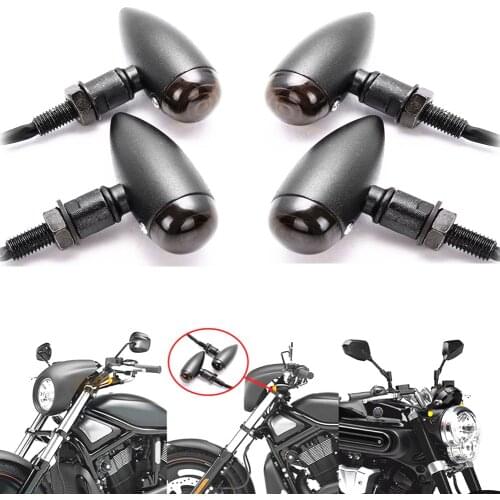 4pcs Motorcycle Black Smoke Bullet Universal Turn Signals Indicator Light Amber Lamp For Harley Honda Touring Chopper Bobber