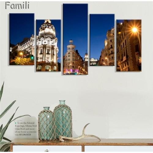 5Pieces (No Frame)Oil Painting Canvas and Printing Spain Scenery Wall Art Picture Home Decor Living Room Painting Canvas Art