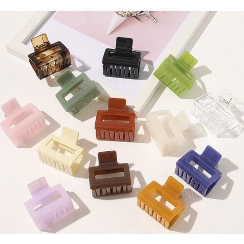 Free Square Hairpins Solid Color Acrylic Resin Hair Claws Geometric Rectangle Hair Clip Hair Accessories Banana Grips Acetate