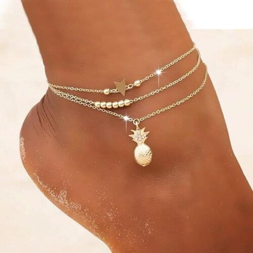 Pineapple Anklet Minimal Anklet Pineapple Charm Anklet Beach anklets Summer Boho anklets Ankle bracelet