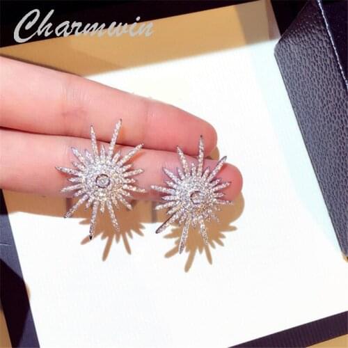 Charnwim New Fashion Stud Earrings For Women Earrings Luxury Trend Rhinestone Star Earrings Women Jewelry PE1825