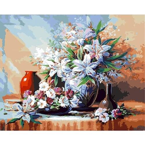 Flower Paints By Number Canvas 50x65 Frame Handmade For Adults Drawing Acrylic Paint DIY Kits Coloring By Number Decoration Art