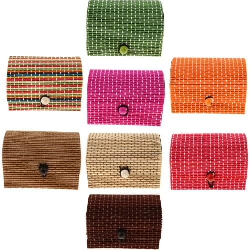 Home Organizer Trinkets Jewelry Storage Box 9x6x6 Bamboo Braided Bohemian