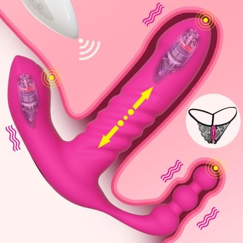 Wear Dildo Vibrator Sex Toys for Women 3 IN 1 Thrusting Vibrator for Women Orgasm Masturbator Butt Plug Anal Clitoris Stimulator