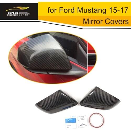 Carbon Fiber Car Side Rear Mirror Cover Caps for Ford Mustang 2015 2016 2017 Add on style