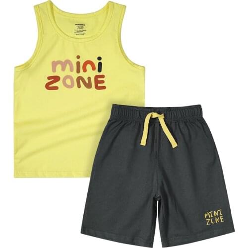 Minizone 2peace set sleeveless tshirt and short for boy cotton for summer