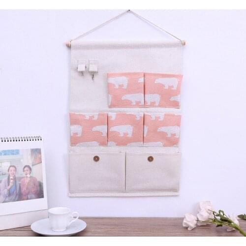 Creative Cotton Linen Door Hanging Bag Multi Pockets Wall Mounted Storage Bag Sundries Organizer Pouch Waterproof Storage Bag