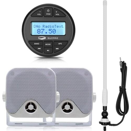 Marine Bluetooth Stereo Waterproof Boat Radio Audio Receiver MP3 Player+4" Marine Speaker+AM FM Antenna For ATV Yacht Motorcycle