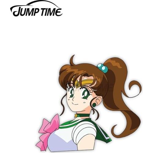 JumpTime 13 x 5.8cm Sailor Jupiter Peeker Car Stickers Personality Refrigerator Windshield Decal Cartoon Motorcycle Decoration