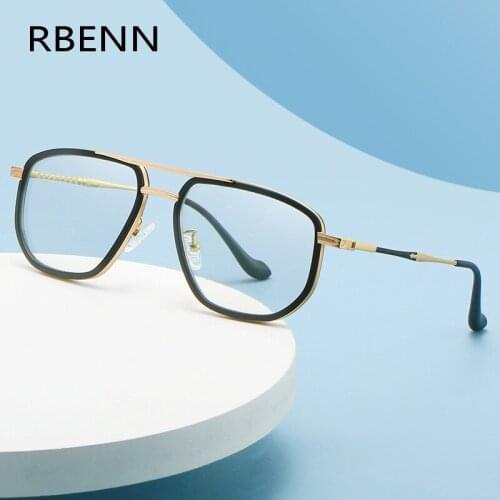 RBENN DESIGN New Fashion Square Mens Reading Glasses Anti Blue Light Double Bridge Computer Presbyopia Reader +1.75 2.50 2.75