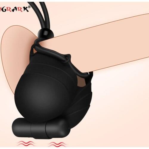Male Vibrating Penis Ring Vibrator Testicle Bondage For Men Penis Scrotum Stimulator Cock Ring Delay Ejaculation Adult Sex Toys