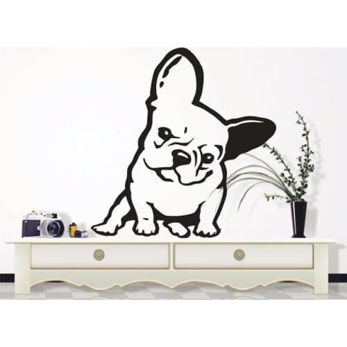 New Hot French Wall Decals - 3D Vinyl Wall Sticker Bulldog Dog Design Preferred Home Decor French Interior Wall Art Mural A005