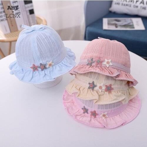 Spring New Child Cartoon Star Lace Fisherman Hat Boy Girl Breathable UV Protection Adjustable Kid Outdoor Bucket Hat