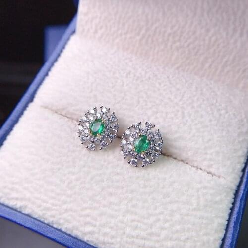 Simple and delicate, precious gemstone Natural emerald earrings, Colombian emeralds, professional natural gem shop, 925 silver