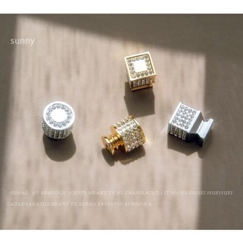 Tona luxurious Crystal Knobs Square Diamond golden handle Flashing furniture Knobs Hardware cupboard Dressing Tables Knobs