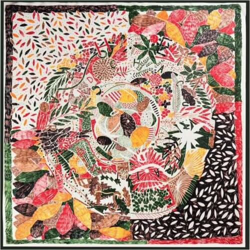 Luxury Brand New Design 100% Twill Silk Scarf Square130*130cm Scarf Scarves Print Kerchief Women Neck Shawl Wraps Echarpe Hijab