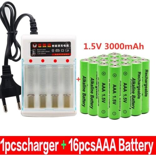 New Brand 3000mah 1.5V AAA Alkaline Battery AAA rechargeable battery for Remote Control Toy Batery Smoke alarm with charger