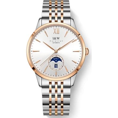 Switzerland Carnival Moon phase GMT Mechanical Watch Men MIYOTA Watch Automatic Sapphire Genuine Leather Strap Montre Relogio