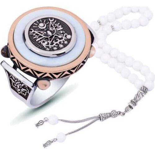 Tevuli 925 Sterling Silver Ottoman State Crested Pearl Male Ring