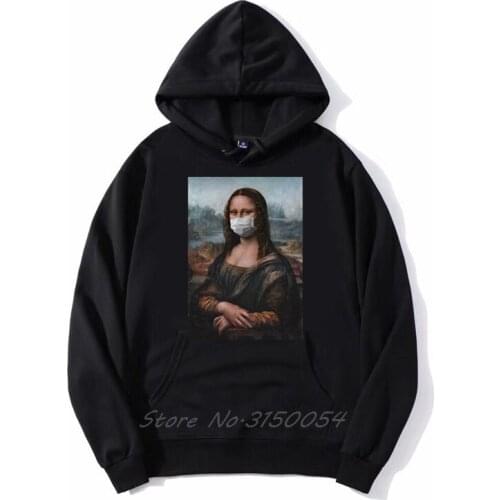 Hoodie Men Mona Lisa Funny Monalisa Mask Hoodies Print Spring Autumn Fleece Sweatshirt Harajuku Casual Funny Hooded Jackets