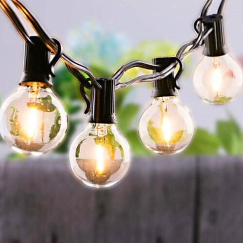 Outdoor Solar String Lights G40 Led Solar Light with 10 LED Clear Bulbs for Landscape Outdoor Patio Backyard Garden Cafe Shop
