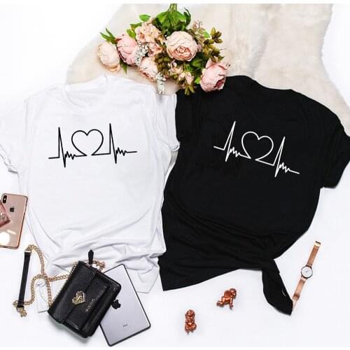 Heart Beat T-shirt Funny Unisex Valentines Day Gift Tshirt Casual Women Graphic Couples Tees Tops Drop Ship T Shirt