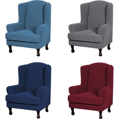 2Pcs/Set Wingback Chair Cover Jacquard Solid Stretch Spandex Single Sofa Slipcovers Living Room Arm Wing Chair Protector Covers