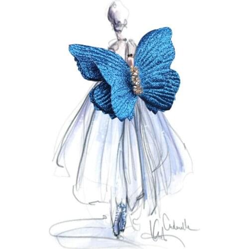 Sequin Leather Handmade Simulation Butterfly Crystal Rhinestone VenetianPearl Brooch Women Lapel Collar Dress Pin Christmas Gift