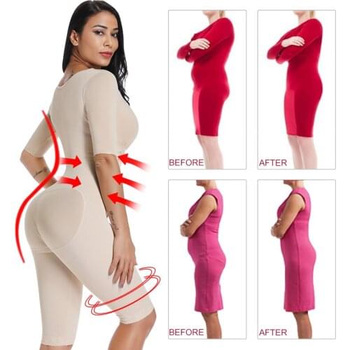 Women Corsets Slimming Shapewear Belly Belt Post-Surgery Full Body Arm Shaper Body Suit Powernet Girdle Black Waist Trainer