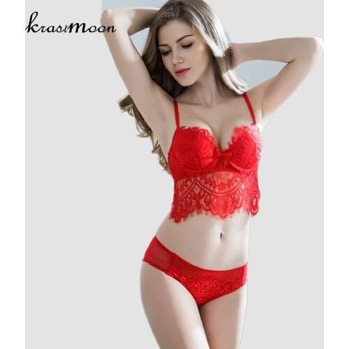 Women Lace Push Up Bra Set Big Flower Bra Brief Sets Women Sexy Lingerie Underwear Set Intimates Bras Temptation Bra Sets BS65