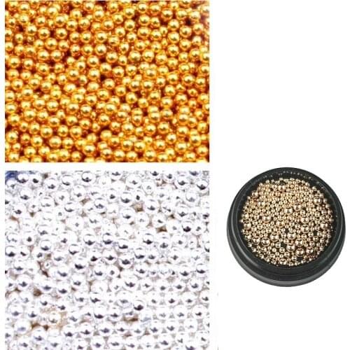 0.8mm Metal Micro Beads Stainless Steel Nails Art Caviar Micro Beads For 3D Nail Gold Silver Nail Beads Micro Decorations