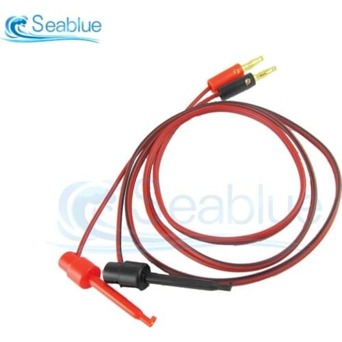 1 Pair 1M 4mm Banana Plug to Electric Hook Clip Test Lead Cable For Multimeter Test Leads Wire Connector Red Black